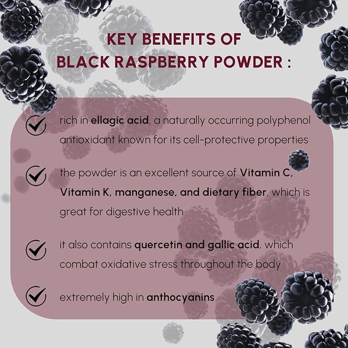 Black Raspberry Powder 8 oz, Natural Powder for Beverages, Cooking