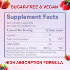 2 Pack Calcium Citrate Gummies, Chewable 1200mg Calcium Gummies for Women & Men, Calcium Supplement for Muscle & Immune Support, High Absorption, Sugar Free, Mixed Berry Flavor, 120 Count