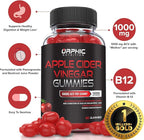 ORPHIC NUTRITION Apple Cider Vinegar Gummies - 1000mg - ACV Weight Loss Gummies - Supports Digestion, Detox & Cleansing - VIT B12, Beetroot - Gomitas de Vinagre de Manzana (60 pcs)