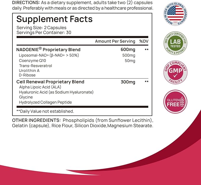 NAD+ Supplement for Women - NMN Alternative with β-NAD+, Trans-Resveratrol, CoQ10, D-Ribose - Promotes Cellular Renewal, Energy, and Radiant Skin Health - 2 Packs Advanced (Packaging May Vary)