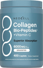 NeoCell Grass Fed Collagen Peptides | 400 Caplets | Types I & III Bio-Peptides | with Vitamin C | Superior Absorption Formula | for Women and Men