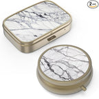 Pill Case Pill Box with Mirror Retro Small Pill Case for Purse or Pocket Bronze Pill Box or Vitamins, Fish Oil, Supplements, Pill Containe Travel Gifts（2PCS）