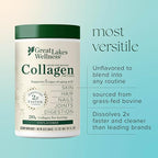 Great Lakes Wellness Collagen Peptides Powder – Supports Skin, Hair, Nails, Joints & Digestion – Hydrolyzed, Quick Dissolve, Non-GMO, Keto & Kosher – Pure Collagen Protein (64 oz, 90 Servings)