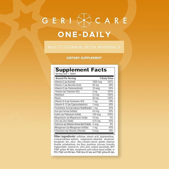 GeriCare One-Daily Multivitamins with Minerals for Men & Women (1000 Tablets) High-Potency Multi-Vitamin & Multimineral Dietary Supplement for Immunity, Energy| Complete Daily Nutritional Support