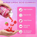 Pack of 2 Alpha Lipoic Acid Gummies 1000MG with Biotin, High Absorption Chewable ALA Supplement for Antioxidant, Brain Health and Nerve Support, Raspberry Flavor, 120Count