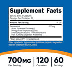 Nutricost Resveratrol 700mg, 120 Capsules - Vegan, Gluten Free, Non-GMO