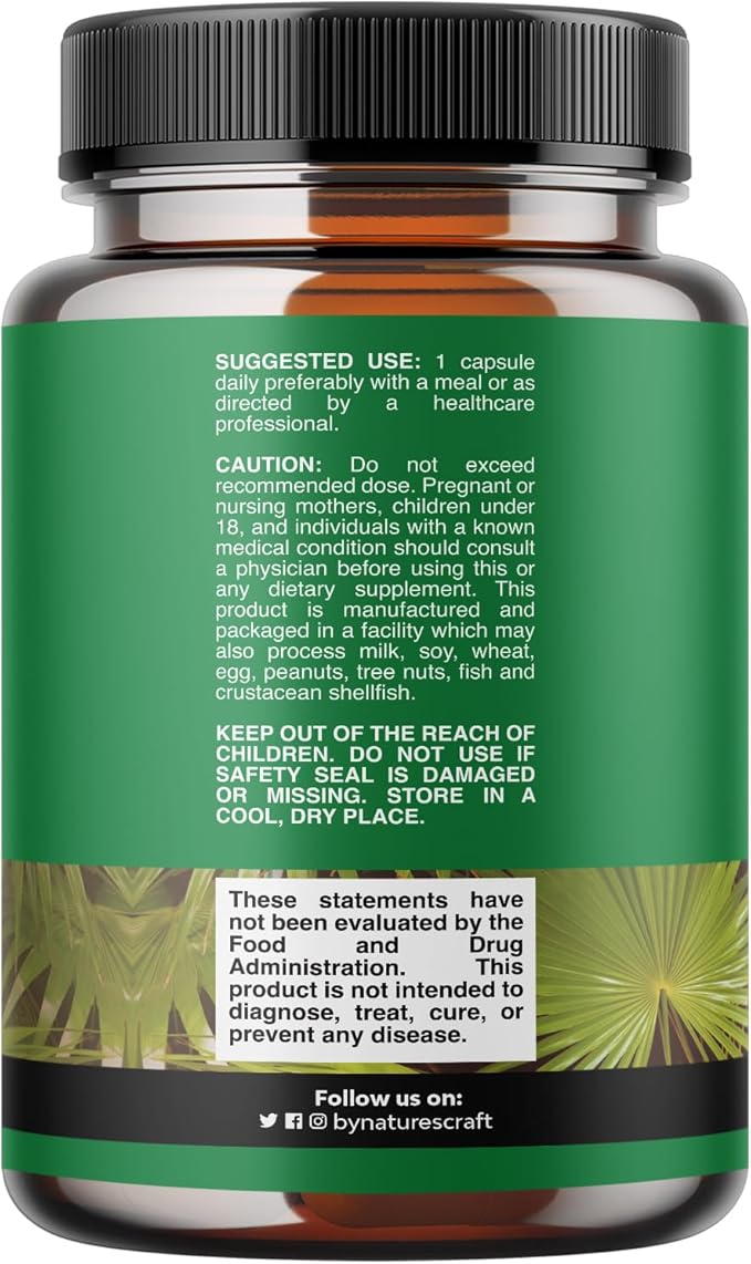 Extra Strength Saw Palmetto Extract - Advanced Herbal Complex for Hair Health and Urinary Support with Plant Sterols & Flavonoids - Potent Herbal Supplement with 500mg per Serving - 30 Count