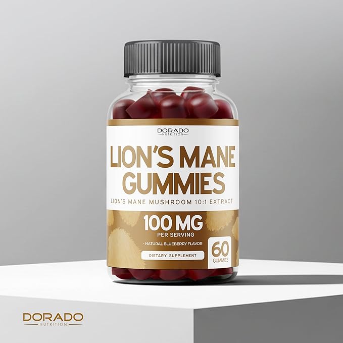 Lions Mane Mushroom Gummies (60 Count) Focus Gummies & Brain Mushroom Supplement for Adults - Delicious Blueberry Flavor - Premium Lions Mane Supplement - Third Party Tested, Vegan Safe & USA Made