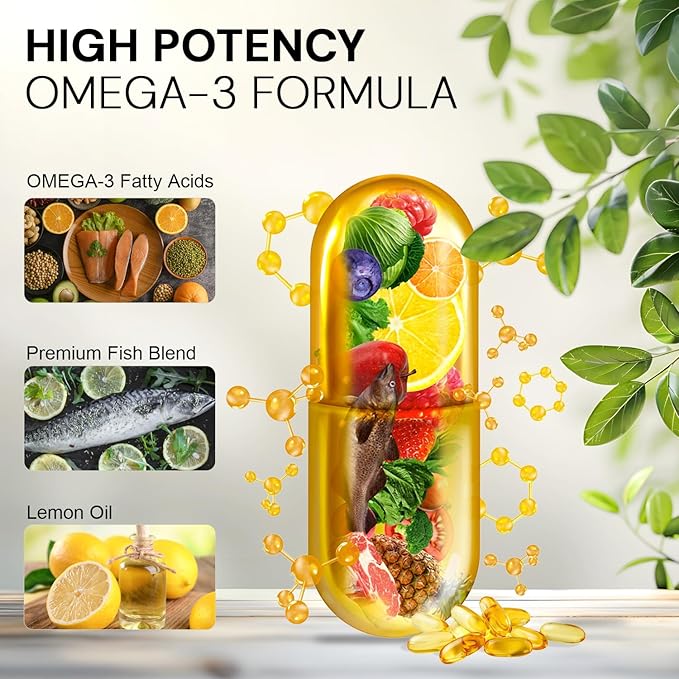Leowell Omega-3 Softgels – High Potency EPA 432 mg & DHA 288 mg Fish Oil Supplement – 720 mg Total – 30 Softgels – Supports Heart, Brain & Joint Wellness – Fish Oil Pills, Omega 3 Supplement