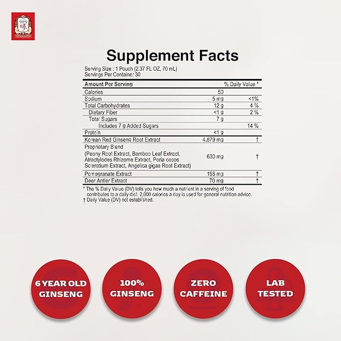 JUNG Kwan Jang Korean Red Ginseng Women's Balance Premium, HWA AE RAK JIN Natural Menopause Supplements for Women, Korean Red Ginseng Drink, Energy Boost, Enhance Circulation - 30 Pouches
