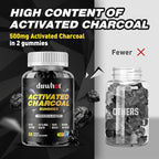 Activated Charcoal Gummies for Kids, 500mg Chewable Activated Charcoal Supplement for Gas Relief, Detox, Digestive and Oral Health, Vegan Blueberry Flavor, 60 Count