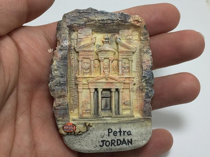 WitnyStore Tiny 2¾" Petra Archaeological City Jordan Magnet - Miniature Hand Made Resin 3D Asia Landmark Tourist Attractions Decorative Refrigerator Fridge Magnets Collectible Traveler Souvenirs Gifts