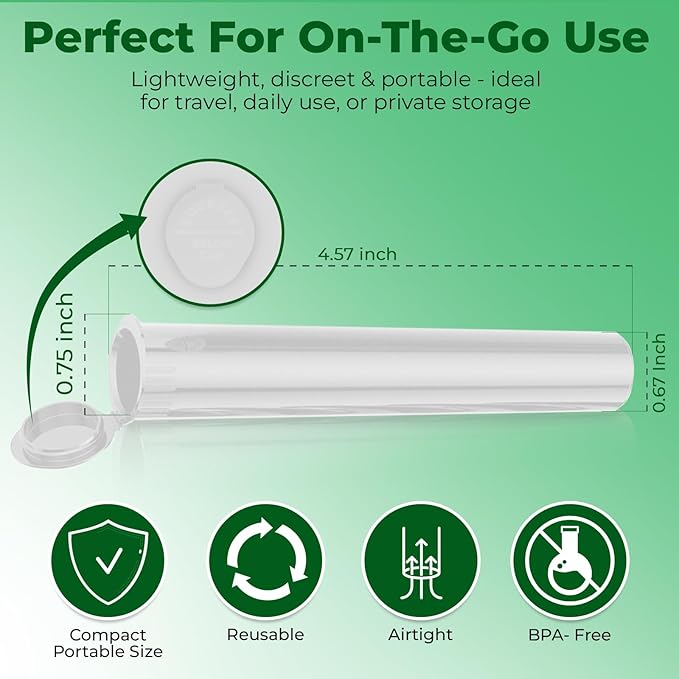 Kopperko Pop Top Pill Bottle (116mm, 4.6 Inch 10-Pack) | Child Resistant Small Container for Pills | Mini Storage Tube for Spices | Airtight, UV Resistant & Waterproof (Clear Plastic)