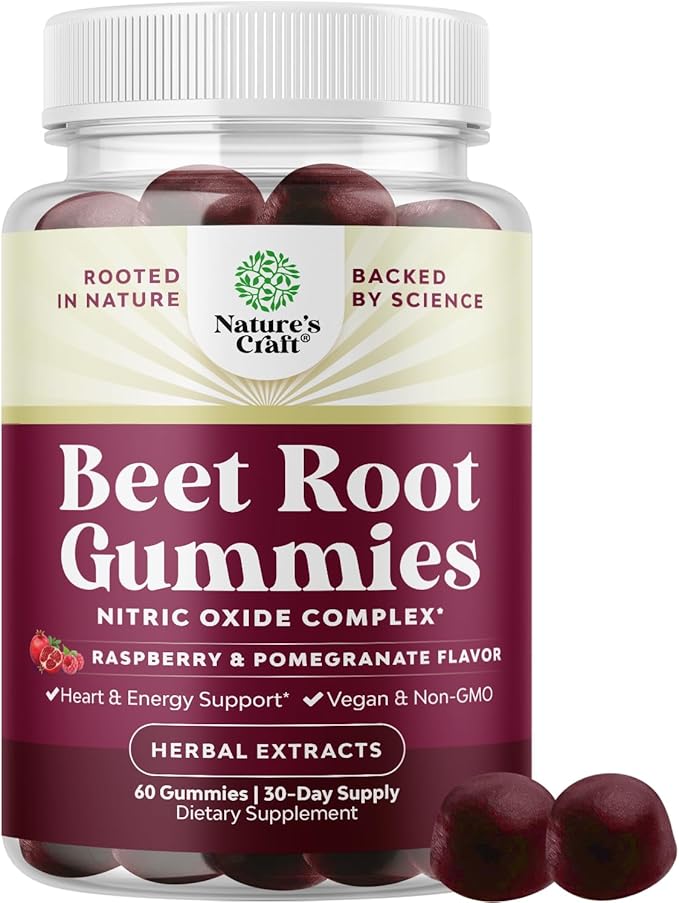 Flow Boosting Beet Root Gummies - Invigorating Beet Gummies for Adults Nitric Oxide Energy & Heart Health Support with Grapeseed Pomegranate & Vitamin B12 - Vegan Non-GMO & Gluten Free - 60 Count