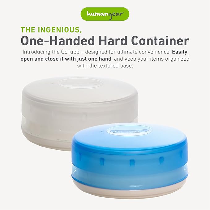humangear GoTubb – Storage Containers for Snacks, Small Essentials and Travel Gear, Made from Food-Safe Materials, Clear/Blue, Large (2-pack)
