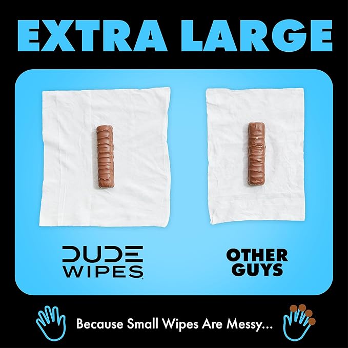 DUDE Wipes Unscented Flushable Wipes - Extra-Large Adult Wet Wipes for Sensitive Skin - 8 Pack (384 Count) + Mint Travel Pack (18 Count) - Infused with Vitamin E and Aloe - Septic and Sewer Safe