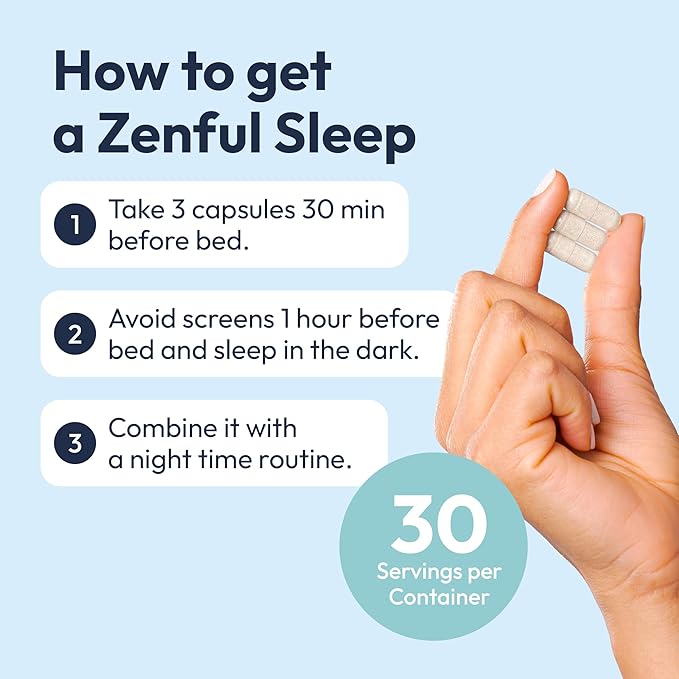 Zenful Sleep 6-in-1 Natural Sleep Aid for Adults Without Melatonin | Deep Sleep Supplement with Ashwagandha KSM-66® and Venetron® | Supports Cortisol Balance & Mood | 90 Capsules