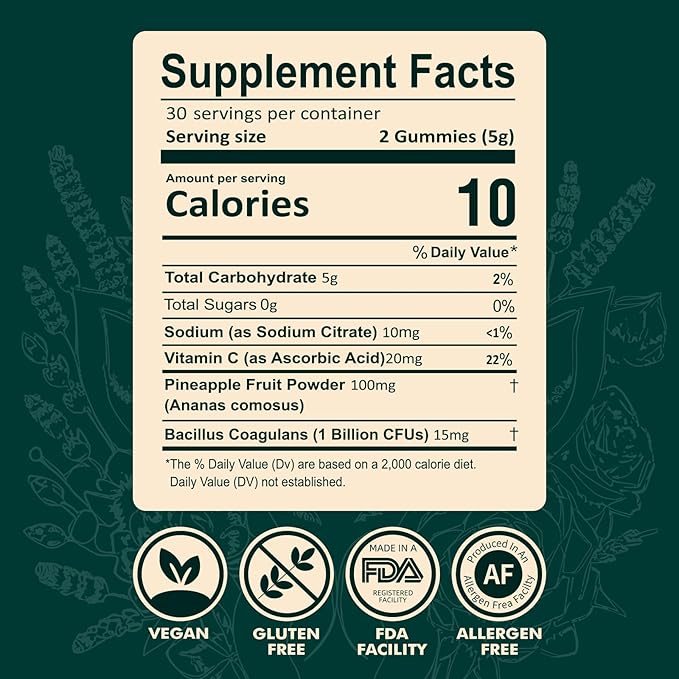 Probiotic Gummies for Women - Support for Feminine Wellness, pH Balance, Probiotic Formula, Gluten-Free, Vegan, Tropical Pineapple Flavor, 60 Gummies (30 Servings)