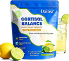 Cortisol Calm Drink Mix with Magnesium Glycinate Powder, L-Theanine, Vitamins, and Ashwagandha for Relaxation & Focus | Adaptogen Drink & Cortisol Support | 30 Packets (Lemon & Lime Flavor)