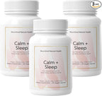 Nourished Natural Health Calm + Sleep – Relaxation & Melatonin-Free Sleep Supplement for Women, Cortisol Support with Ashwagandha, L-Theanine, Magnesium & Valerian Root – Vegan & Non-GMO,180 Capsules
