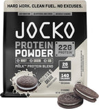 Jocko Fuel Whey Protein Powder, Cookies & Cream, 22g Protein, Digestive Enzymes + Probiotic Blend, No Sugar Added, with Essential Amino Acids + Electrolyte Minerals, 24 Servings