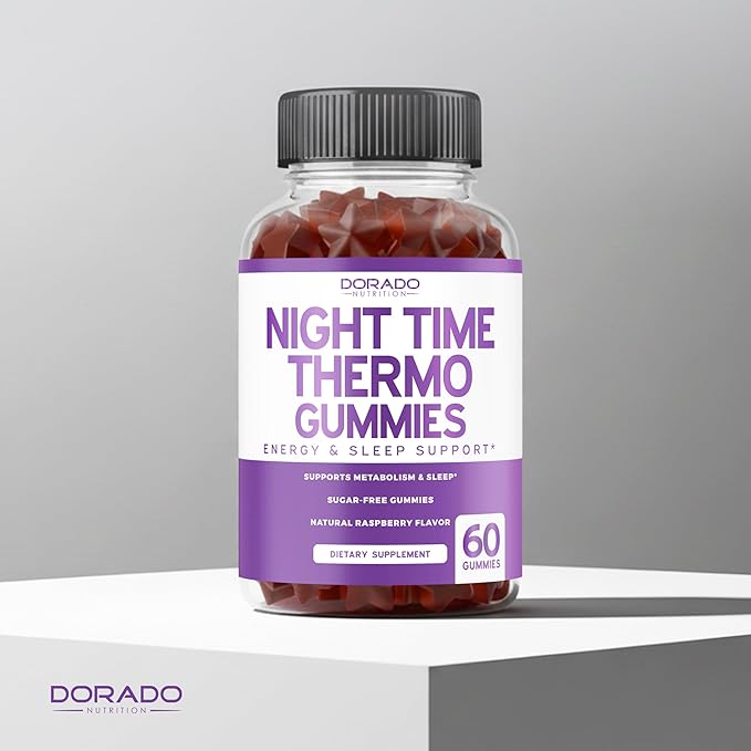Night Time Fat Burner Gummies (60 Count) Weight Loss & Metabolism - Sugar-Free - Delicious Raspberry Flavored Melatonin Supplement Gummies - Vegan Safe - Third Party Tested - Made in USA