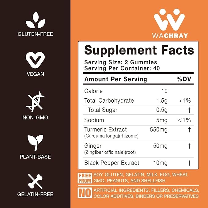 Turmeric Curcumin Gummies with Ginger & Black Pepper Extract - 3 Pack Tumeric Gummy Supplements for Pain Inflammation Joint Weight Health Support - Vegan, Organic, Gelatin-Free - for Adults and Kids