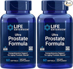 Life Extension Ultra Prostate Formula, Saw Palmetto for Men, pygeum, stinging Nettle Root, lycopene, Prostate Health, Urination Flow, PSA, Non-GMO, Gluten-Free, 60 softgels (Pack of 2)