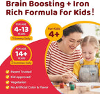 Iron Supplement Gummies for Kids, Kids Multivitamin with Iron Gummies - Zinc, Vitamin B Complex, A, C, D3, B12, Folate for Blood Builder & Energy Support, Iron Deficiency, Vegan Strawberry 120ct