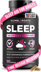 Extra Strength Sleep Aid for Adults with Extended Release MicroActive Melatonin, Ashwagandha, L-Theanine, & 7 Additional All-Natural Ingredients | Advanced Recovery Supplement (90 Capsules)
