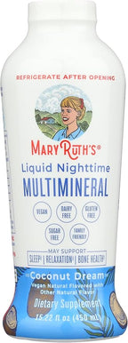 MaryRuth's Liquid Nighttime Multimineral | No Melatonin | Bedtime Routine | Magnesium Citrate | Calcium | Zinc | Vitamin D3| Available in 4 Flavor - Vegan | Sugar Free | Gluten Free | 15.22 Oz