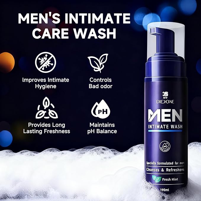 Men's Intimate Care Wash - pH-Friendly Cleanser with Lavender & Aloe Vera, Gentle Daily Cleansing for Men, Soothing Feel, Lasting Freshness - 190ml