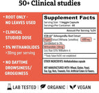 Ashwagandha KSM 66 Organic – KSM-66 ashwagandha 600mg Root Extract Full Spectrum Capsules | Standardized 5% Withanolides | Natural Stress Relief, Cortisol & Sleep Aid Supplement | Muscle Growth & Mood
