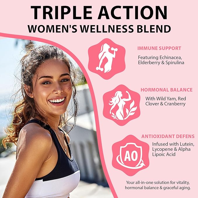 Multivitamin Gummies for Women, Natural Multi Vitamins, Boosts Immunity, Energy & Focus, Womens Daily Multivitamin Gummy for Hair, Skin & Nails, Sugar-Free, Strawberry Flavor, 60 Gummies