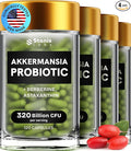 Akkermansia Muciniphila Probiotics 320 Billion CFU| Probiotic and Prebiotic | Akkermansia Probiotics for gut health | Inulin Prebiotic Fiber Capsules Astaxanthin & Berberine & Chromium 480 caps 4 pack