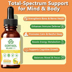 Cortisol Liquid Drops Support Supplements for Men and Women, Cortisol Detox Hormone Balance with Magnesium, Ashwagandha, L-theanine for Mood Support, Lemon Flavor, 60ml
