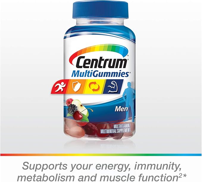 Centrum MultiGummies Gummy Multivitamin for Men, Multivitamin/Multimineral Supplement with Selenium, Antioxidants and Vitamin D3, Assorted Fruit Flavor - 150 Count