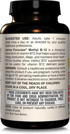 Jarrow Formulas Methyl Vitamin B-12 1000 mcg, 100 Chewable Tablets, Lemon Flavored- Bioactive B12 Vitamin - Supports Cellular Energy Production, Brain Health & Metabolism - 100 Servings