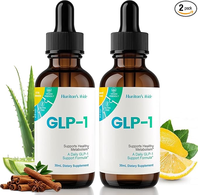 Huritan's Vride GLP-1 Drops for Women & Men - Premium GLP-1 Supplement with Berberine, Cinnamon, Green Tea Extract & Bromelain for Daily Wellness & GLP1 for Weight Loss Support - 2 Pack