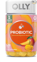 OLLY Probiotic Gummy, Immune and Digestive Support, 1 Billion CFUs, Chewable Probiotic Supplement, Mango, 60 Day Supply - 120 Count