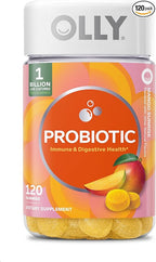 OLLY Probiotic Gummy, Immune and Digestive Support, 1 Billion CFUs, Chewable Probiotic Supplement, Mango, 60 Day Supply - 120 Count