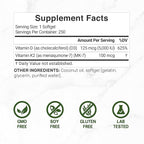 DEAL SUPPLEMENT Vitamin D3 5,000 IU + K2 MK7 100mcg Softgels | 2-in-1 Complex with Virgin Coconut Oil | Supports Heart, Bone, Teeth & Immune Health | Easy to Swallow