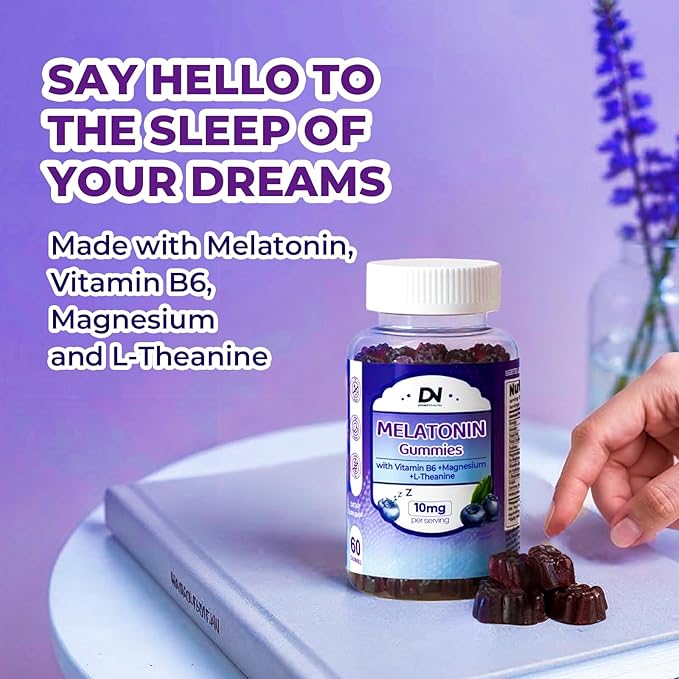 Divinity Nutra Sleep Gummy - 60 Count - Melatonin Gummies with Vitamin B, Magnesium for Men and Women, Blueberry Flavor