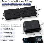 New Foldable & Double Protection Portable Weekly Pill Organizer 2 Times A Day with Etched Labels, AM PM 7 Day Week Medicine Box, Daily Travel Pill Case Dispenser for Vitamin, Supplement - All Black