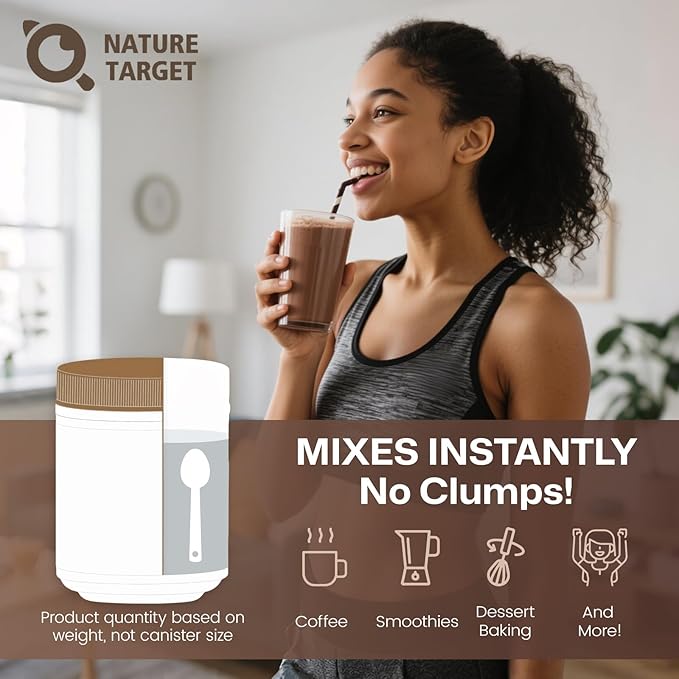NATURE TARGET Chocolate Multi Collagen Peptides – Collagen Powder for Women with Vitamin C & Creatine, Supports Skin, Hair, Nails & Joint Health - Type I, II, III, V & X, Gluten Free, 35 Servings