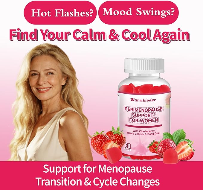 Perimenopause Support Gummies for Women - Menopause Relief & Balance Supplement with Black Cohosh Chasteberry Vitamins D3 B6 for Hot Flashes Night Sweats & Mood