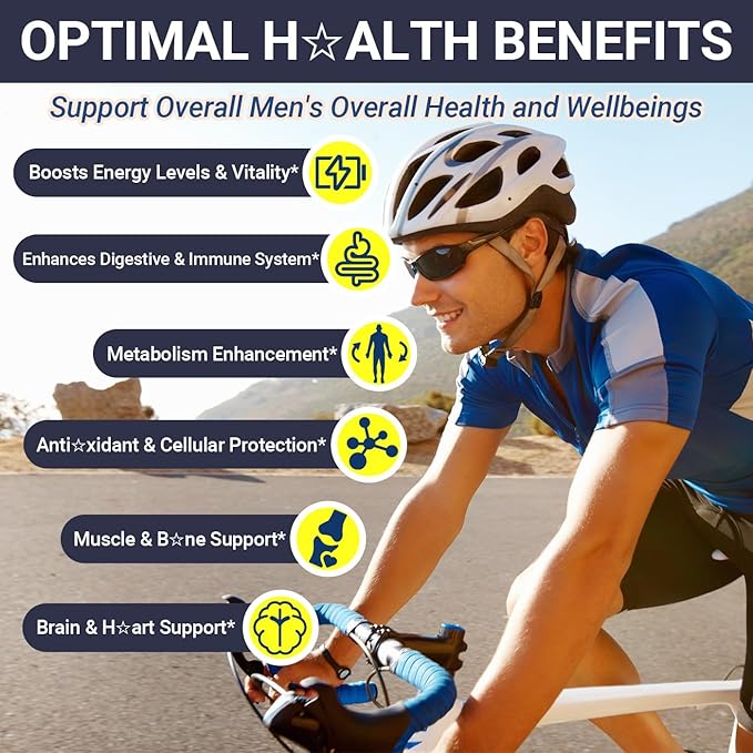 Mens Multivitamins Gummies with Vitamins A C D K E, B Complex, Omega-3, Digestive Enzymes, Lycopene, Calcium, Magnesium, Zinc - Support Brain, Muscle, Energy, Sugar Free, Vegan, 60Cts