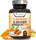 Turmeric Curcumin Supplement - 95% Curcuminoids with Organic Turmeric & Ginger, BioPerine Black Pepper Extract for Best Absorption, Natural Vegan Joint Support, Non-GMO, Bottled in USA - 120 Capsules