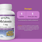 Stress-Relax Melatonin 5 mg by Natural Factors, Natural Sleep Aid, Resets the Sleep-Wake Cycle, 180 chewable tablets (180 servings), Peppermint Flavor