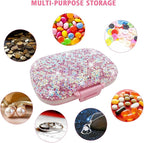 Bling Pill Case for Purse Medicine Vitamin Container Holder Pocket Pill Case Round Medicine Organizer for Travel Medicine Kit (8 Compartment Pink)